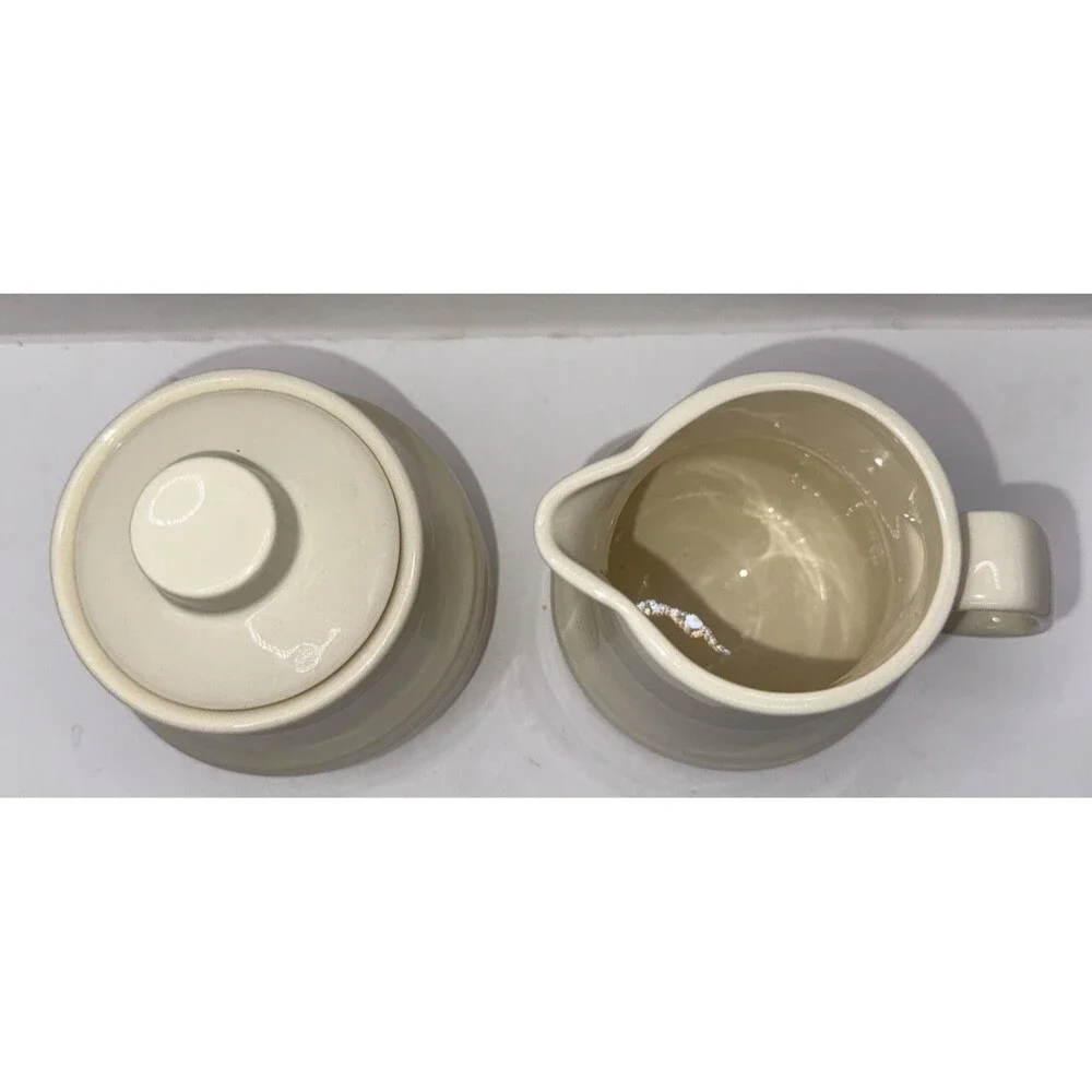 Vintage Creamer And Sugar Bowl Cream Colored 4.5” tall USA